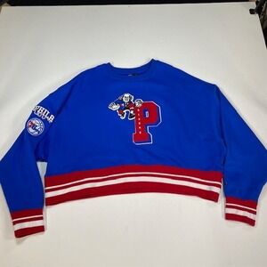 PRO STANDARD Philadelphia 76ers Basketball Graphic Crop Sweatshirt Womens Medium